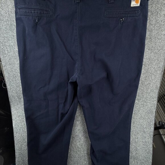 Carhartt FR CAT 2 Canvas Twill Pants Men 42x32 Navy Blue Work Fire Resistant - Picture 12 of 16